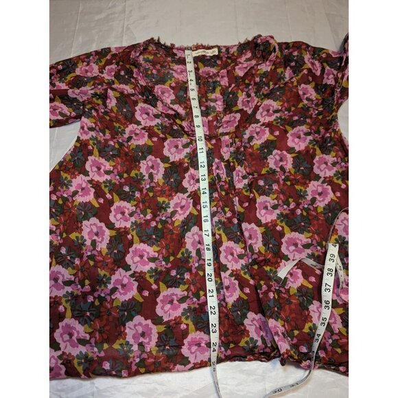NATURAL LIFE Tunic Top Womens L/XL Multi Floral Print V-Neck Bohemian Peasant - Picture 12 of 14